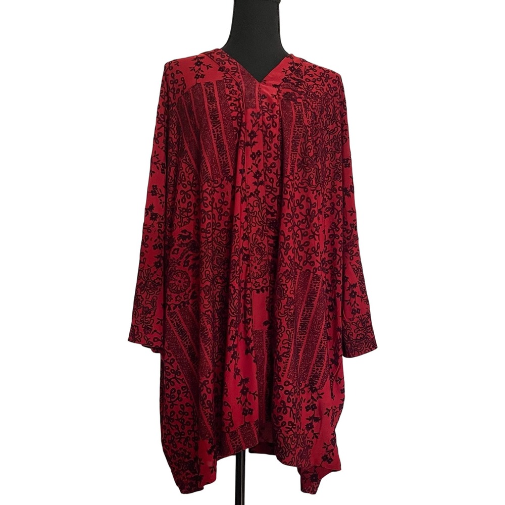 Revolve Somedays Lovin Oversized Shirt‎ Kimono Dress M Crushed Velvet Burgundy